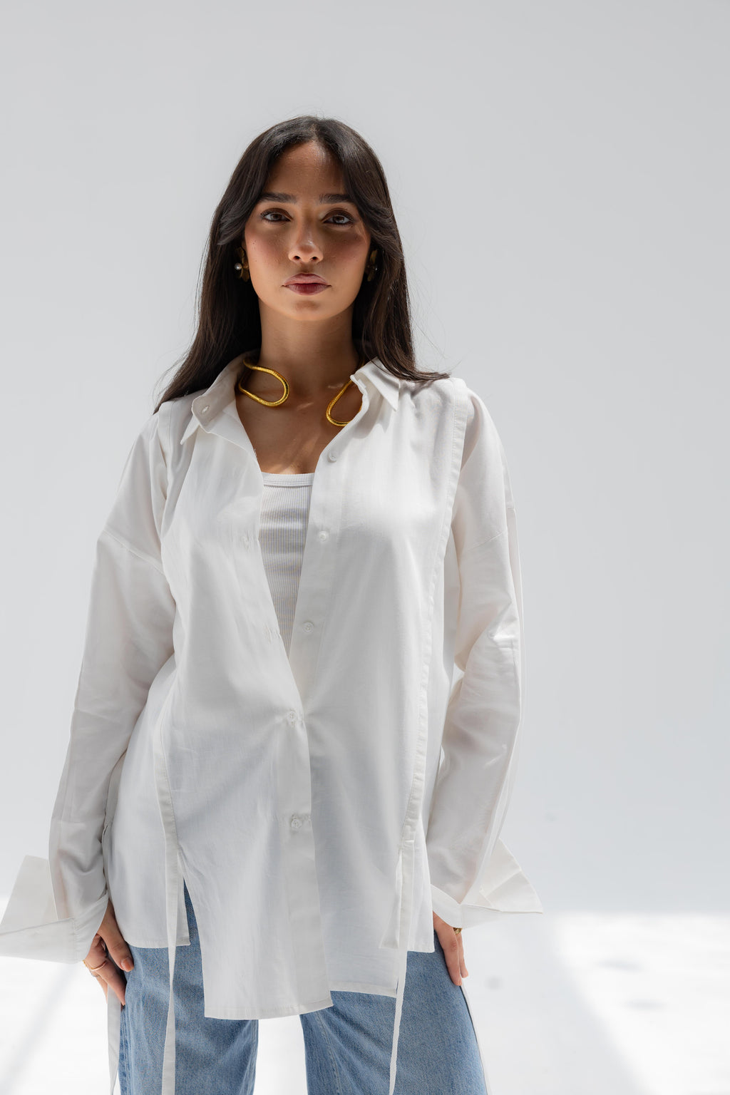 White Falling Lines Shirt