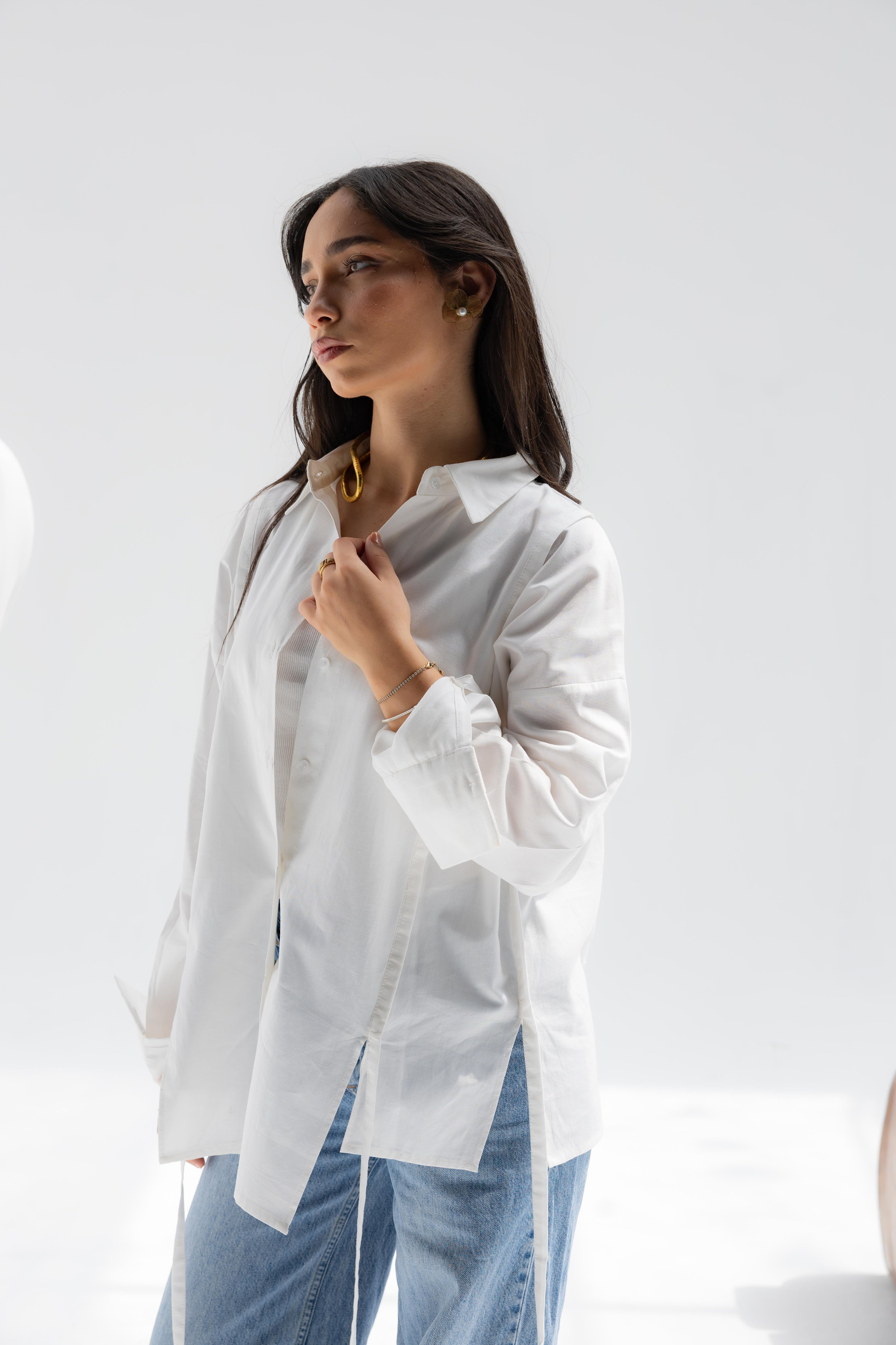White Falling Lines Shirt